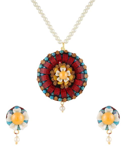 multicolor gold plated pendants and earring - 11383544 - Very Small Image - 1
