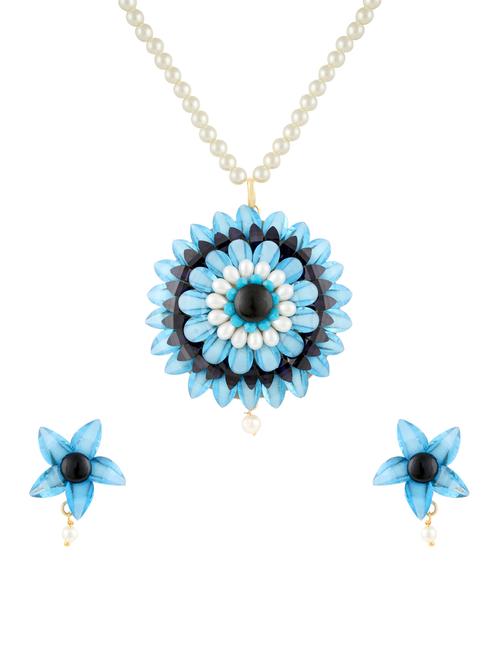 multicolor gold plated pendants and earring - 11383548 - Very Small Image - 1