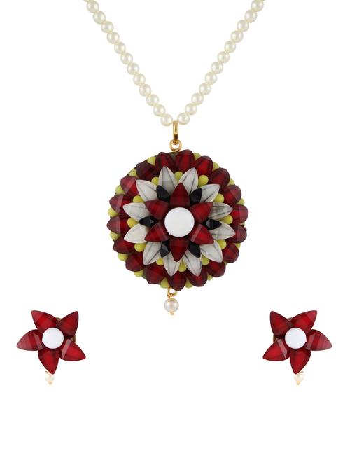 multicolor gold plated pendants and earring - 11383550 - Very Small Image - 1