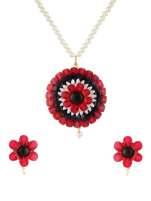 multicolor gold plated pendants and earring - 11383552 - Very Small Image - 1