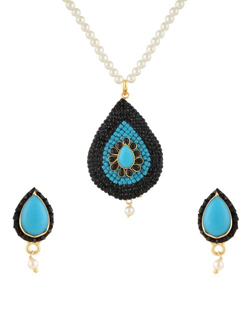 multicolor gold plated pendants and earring - 11383571 - Very Small Image - 1