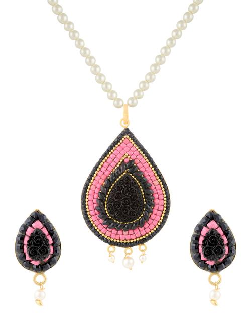 multicolor gold plated pendants and earring - 11383588 - Very Small Image - 1