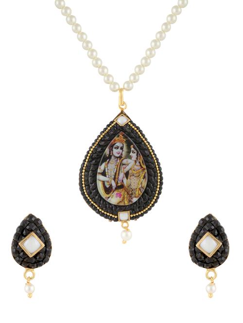 black gold plated pendants and earring - 11383590 - Very Small Image - 1