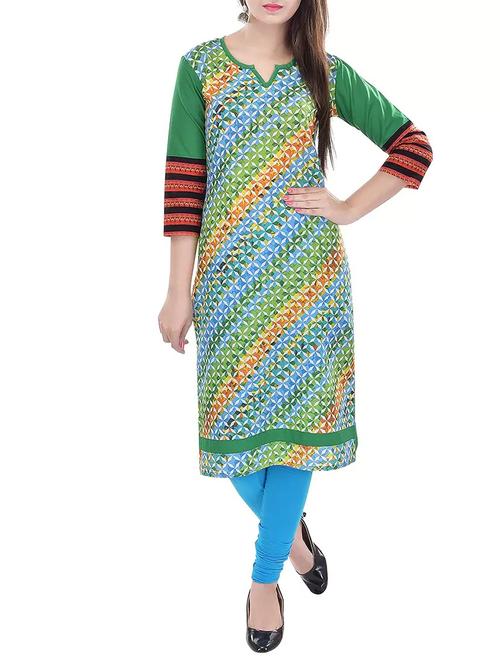 green printed cotton kurta - 11385173 - Very Small Image - 1