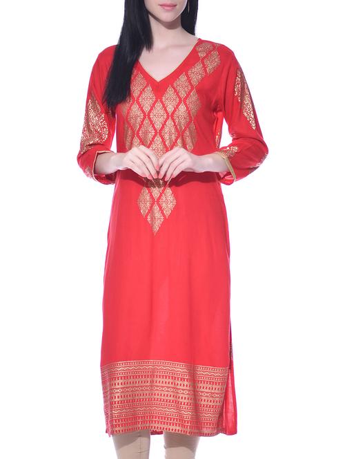 red rayon kurta - 11392291 - Very Small Image - 1