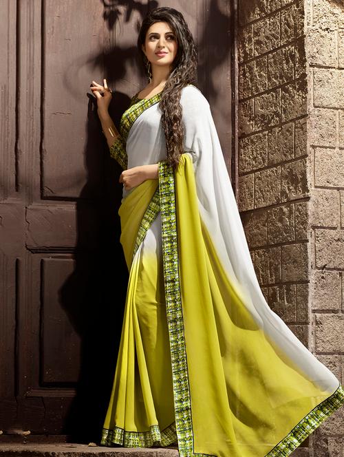 yellow ombre saree - 11393305 - Very Small Image - 1