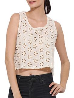 cream cutwork cotton crop top - 11393477 - Very Small Image - 1