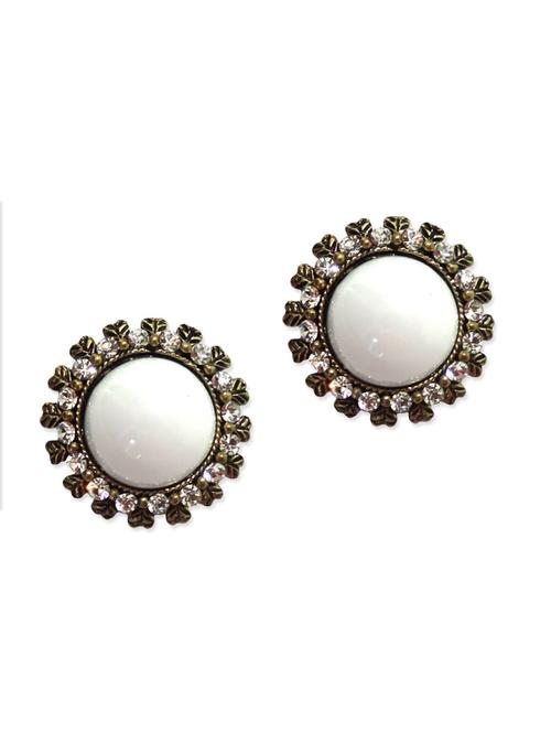 white embellished metal stud earrings - 11395687 - Very Small Image - 1