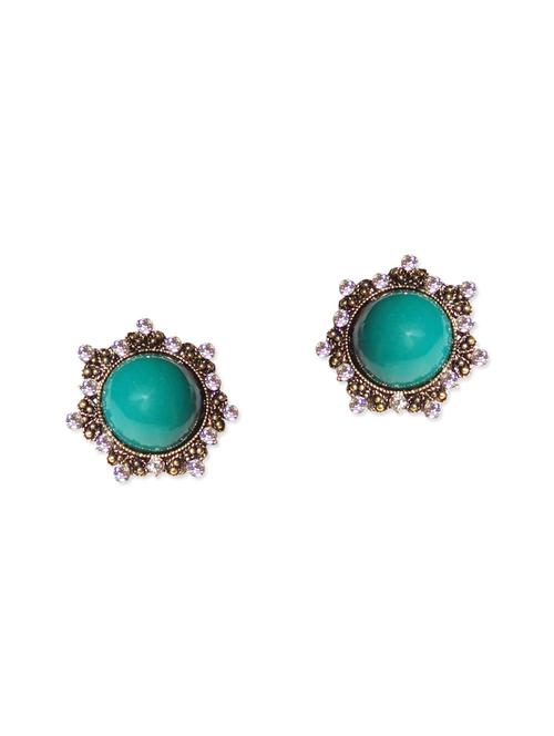 teal embellished metal stud earrings - 11395693 - Very Small Image - 1