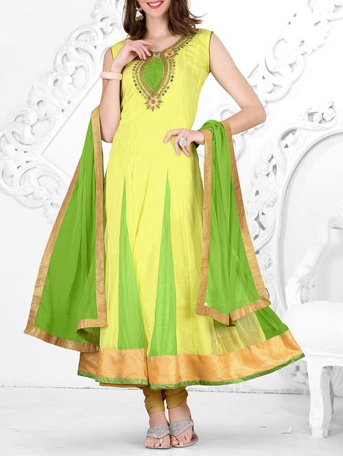 yellow net anarkali salwar suit - 11397993 - Very Small Image - 1