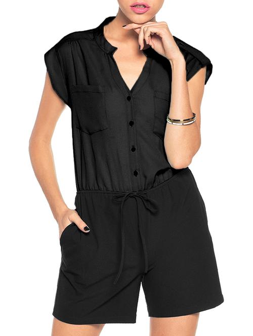 black polyester romper jumpsuit - 11398500 - Very Small Image - 1