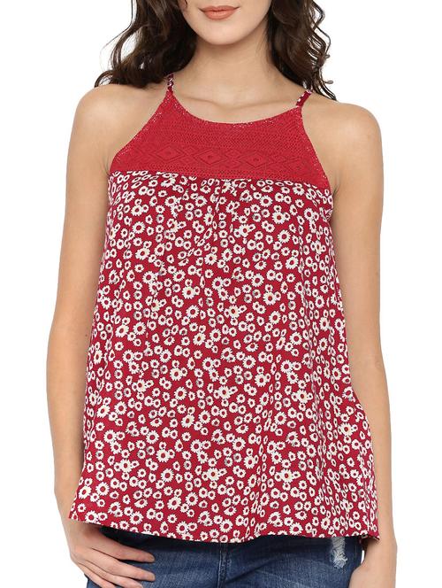 red cotton floral print top - 11398986 - Very Small Image - 1