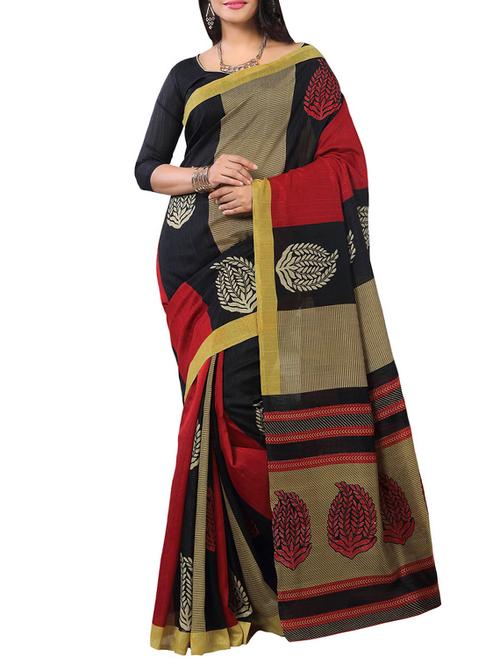 black bhagalpuri saree with blouse - 11400046 - Very Small Image - 1