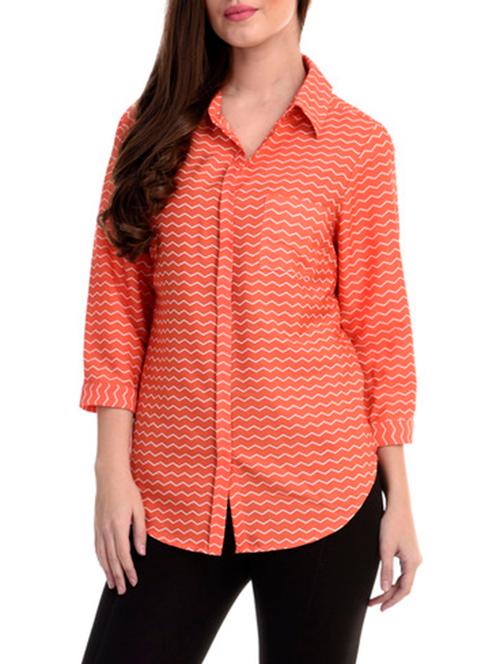 orange crepe regular shirt - 11400709 - Very Small Image - 1