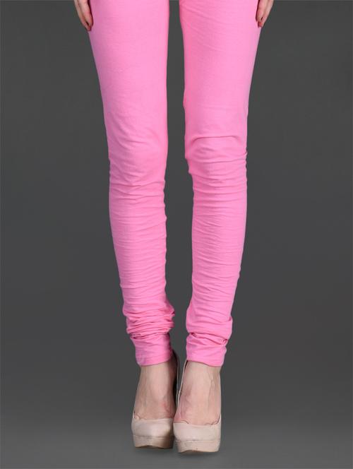 solid pink cotton lycra leggings - 1140203 - Very Small Image - 1