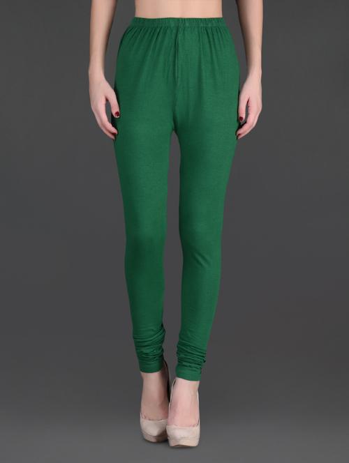 dark green cotton lycra leggings - 1140213 - Very Small Image - 1