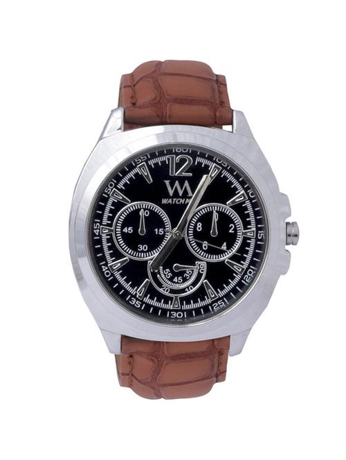black leatherette men analog watch - 11402184 - Very Small Image - 1