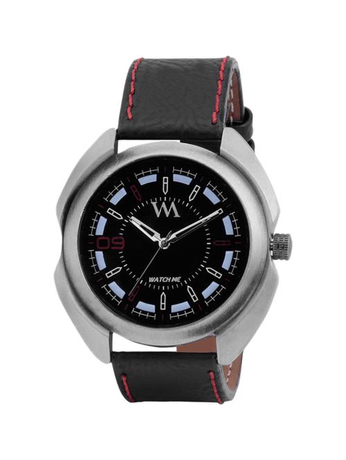 black leatherette men analog watch - 11402231 - Very Small Image - 1