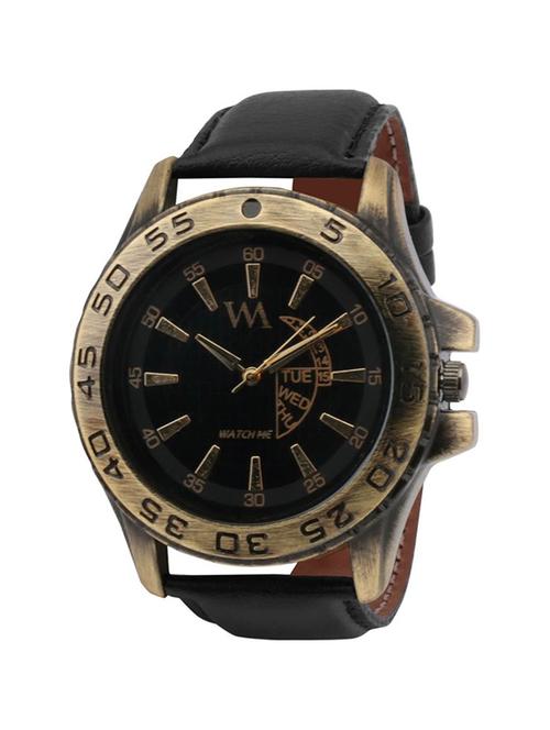 black leatherette men analog watch - 11402251 - Very Small Image - 1
