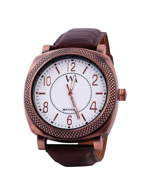 white leatherette men analog watch - 11402254 - Very Small Image - 1