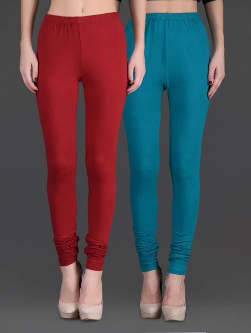 combo of two cotton lycra leggings - 1140265 - Very Small Image - 1