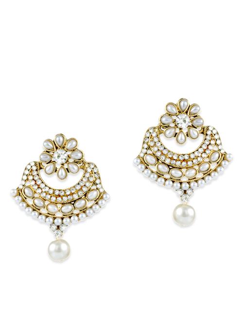 white gold plated chandballi earring - 11403686 - Very Small Image - 1