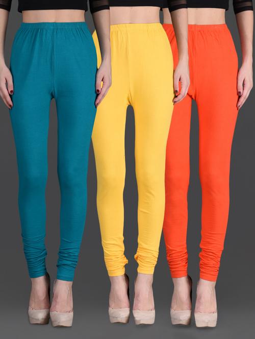 combo of three cotton lycra leggings - 1140408 - Very Small Image - 1