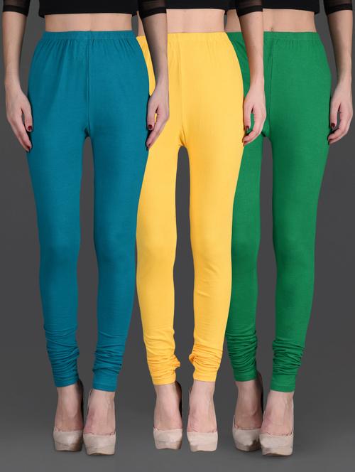 combo of three cotton lycra leggings - 1140409 - Very Small Image - 1