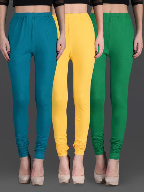 combo of three cotton lycra leggings - 1140417 - Very Small Image - 1