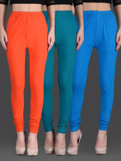 combo of three cotton lycra leggings - 1140424 - Very Small Image - 1