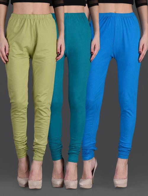 combo of three cotton lycra leggings - 1140428 - Very Small Image - 1