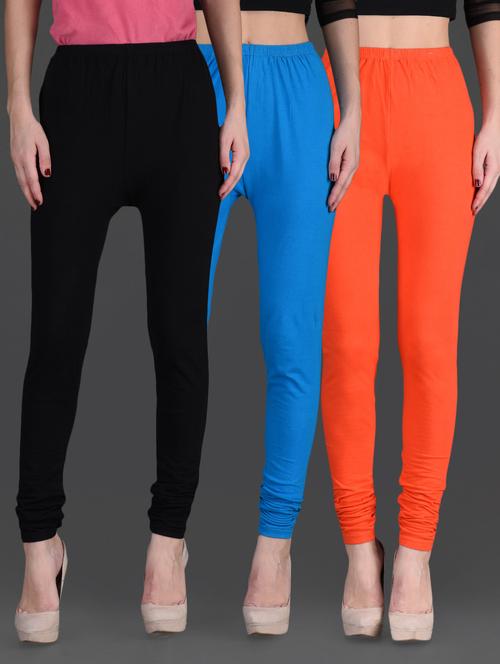 combo of three cotton lycra leggings - 1140440 - Very Small Image - 1