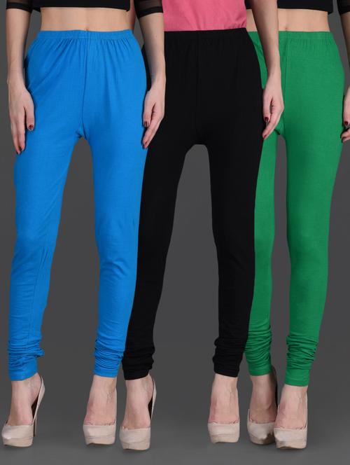 combo of three cotton lycra leggings - 1140441 - Very Small Image - 1