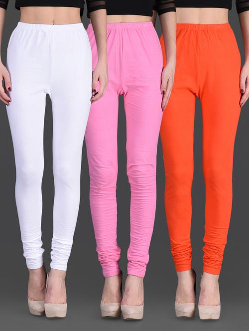 combo of three cotton lycra leggings - 1140495 - Very Small Image - 1