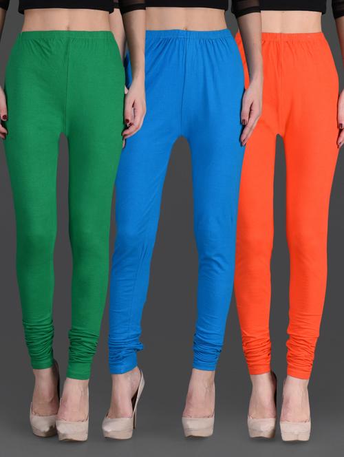 combo of three cotton lycra leggings - 1140503 - Very Small Image - 1