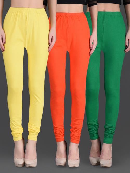 combo of three cotton lycra leggings - 1140512 - Very Small Image - 1