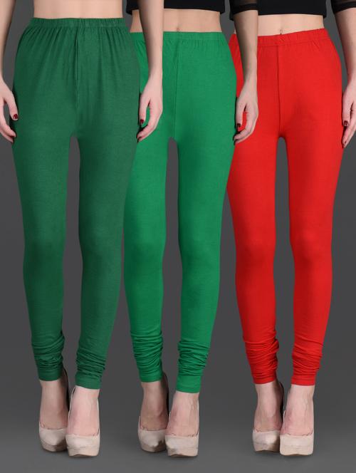 combo of three cotton lycra leggings - 1140529 - Very Small Image - 1