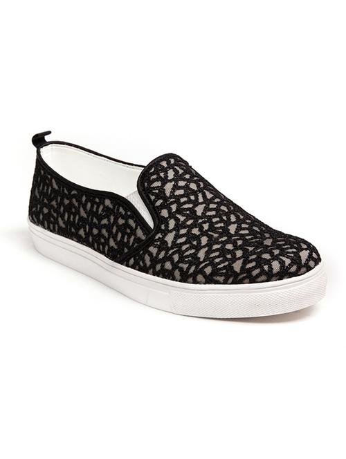 black faux leather plimsoll - 11405637 - Very Small Image - 1