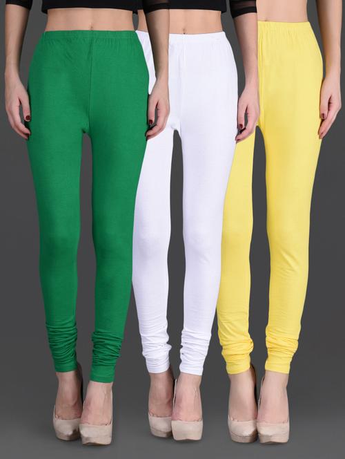 combo of three cotton lycra leggings - 1140620 - Very Small Image - 1