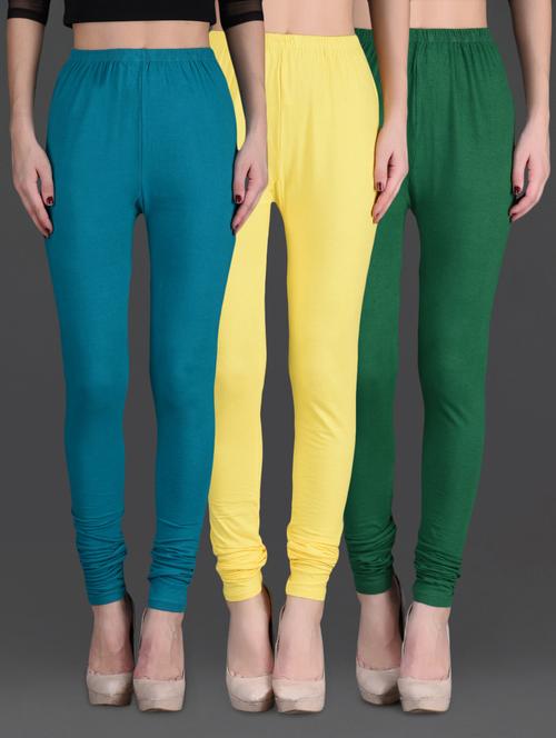 combo of three cotton lycra leggings - 1140630 - Very Small Image - 1