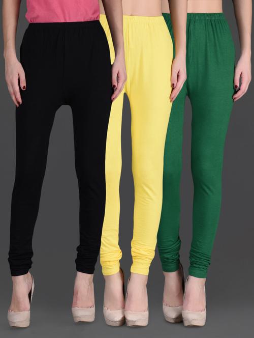 combo of three cotton lycra leggings - 1140632 - Very Small Image - 1
