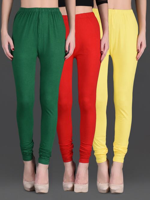 combo of three cotton lycra leggings - 1140637 - Very Small Image - 1