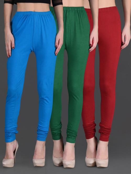 combo of three cotton lycra leggings - 1140647 - Very Small Image - 1