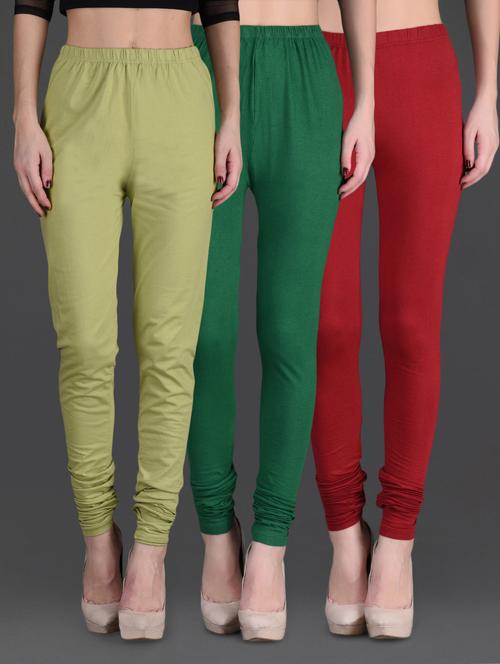combo of three cotton lycra leggings - 1140655 - Very Small Image - 1