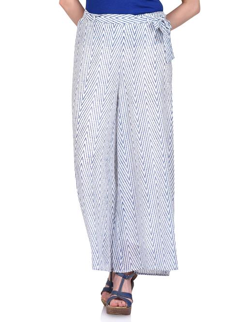 white printed polyester palazzo - 11410104 - Very Small Image - 1