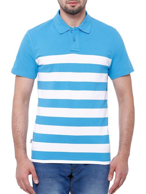 turquoise striped polo t-shirt - 11412524 - Very Small Image - 1