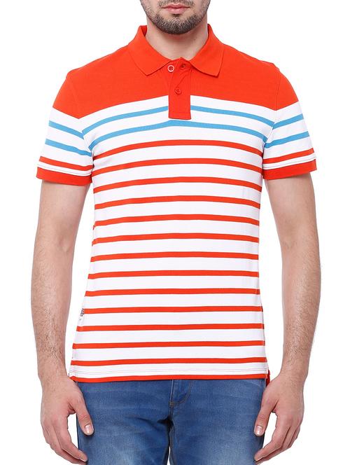 orange striped cotton t-shirt - 11412536 - Very Small Image - 1