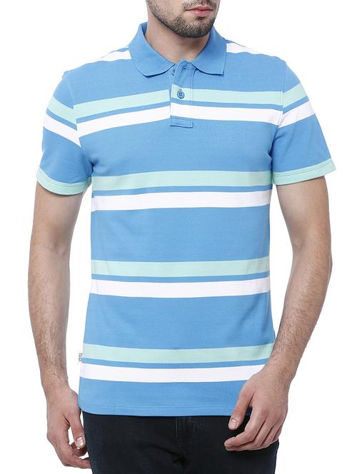 light blue striped polo t-shirt - 11412540 - Very Small Image - 1