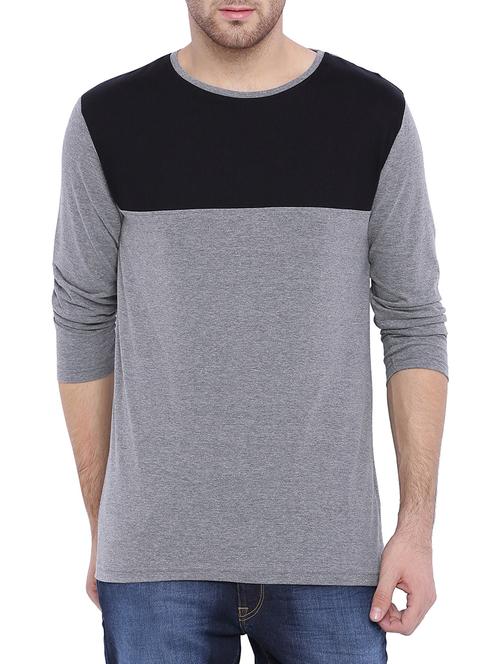 grey color block t-shirt - 11412556 - Very Small Image - 1
