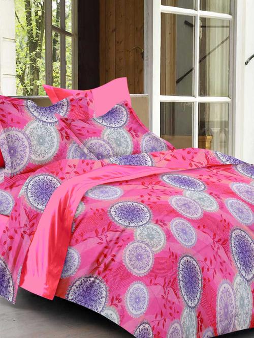 story@ home peach 100% cotton magic 1 double bedsheet with 2 pillow cover - 11413751 - Very Small Image - 1